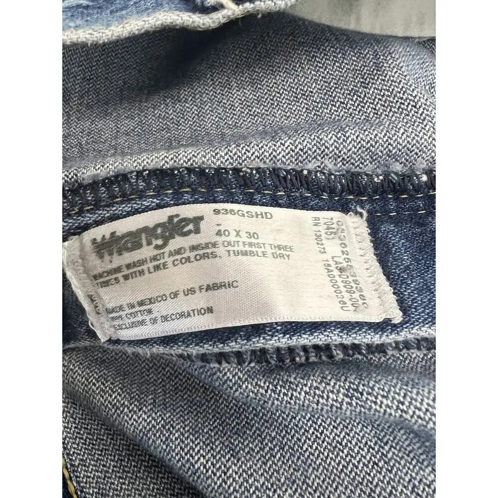 Wrangler Jeans Mens 40x30 Blue George Strait Cowboy Cut Western - Picture 6 of 9